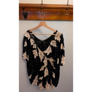 Vintage Black and Gold Sequin Top